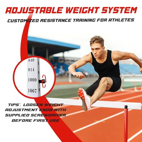 Adjustable Track and Field Hurdles Height Sports Training Hurdle with Counterweight Heavy Duty Track and Field Equipment Practice Training from 30 to 42 Inch for Athletes Adults - size: 2 pcs