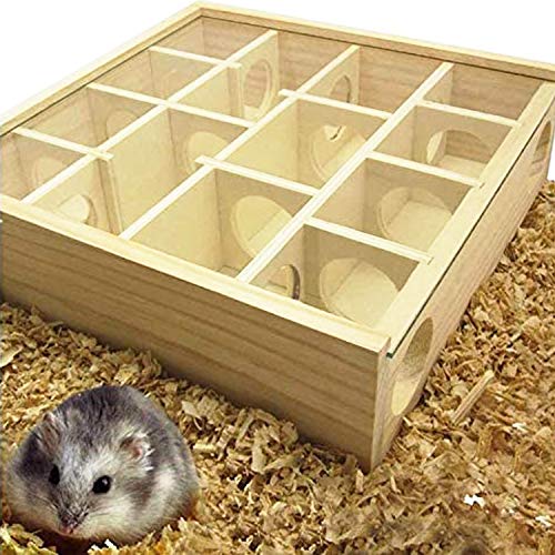 Wooden Maze Tunnel Toy with Cover, Small Pet Animals Sport Toy Funny Toy for Mice Dwarf Hamster Small Gerbil - color: 12