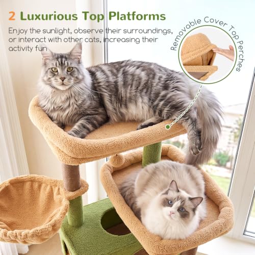 Globlazer Large Cat Tree 72in Tall Cat Climbing Tower, F72G, Cactus - color: Green