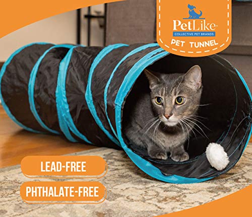 PetLike S Way Cat Tunnel Collapsible Pop-up Pet Tube Hideaway Play Toy with Ball (S-Way, Grey) - color: Grey, size: S-Way