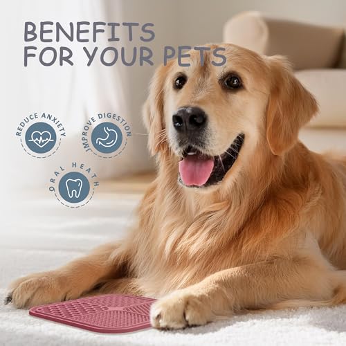 ChefAide 2 Pack Lick Mat for Dogs, Cats & Puppies with Suction Cups - color: Pink Berry