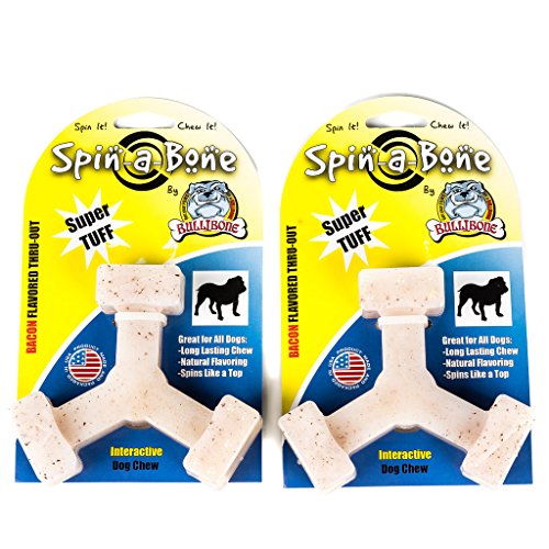 Bullibone Nylon Dog Chew Toy Spin-a-Bone - Interactive Dog Toy, Triggers Natural Instincts, and Improves Oral Health - size: Small / Medium Dog 2 Pack