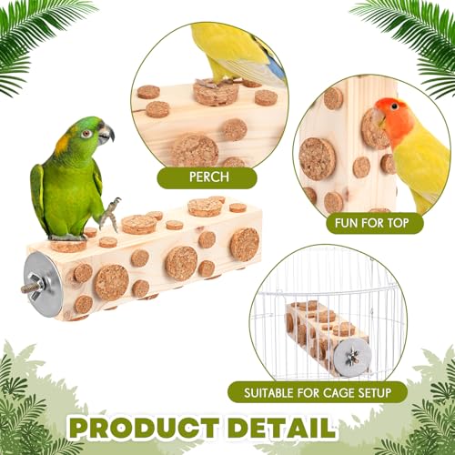 Skyygemm 2 Pcs Bird Foraging Toys Wood Parrot Chew Toys, 7.9 Inch
