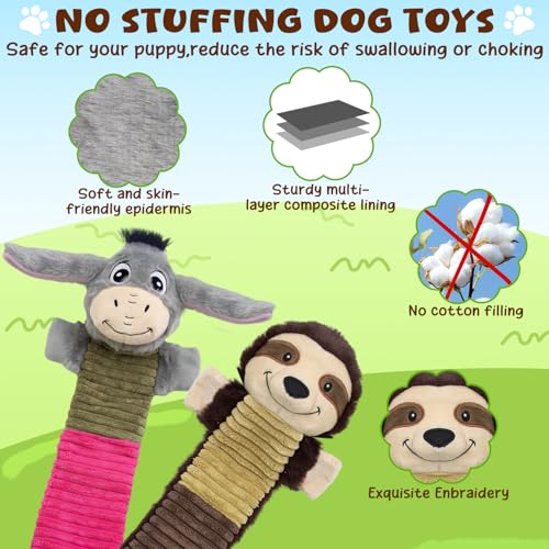 No Stuffing 2 Pack Dog Squeaky Toys, Chew with Crinkle to Large Puppy - color: Grey,coffee
