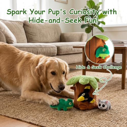 Hollypet Squeaky Hide and Seek Dog Toys for Small and Medium Dogs, Baobab - style: Baobab
