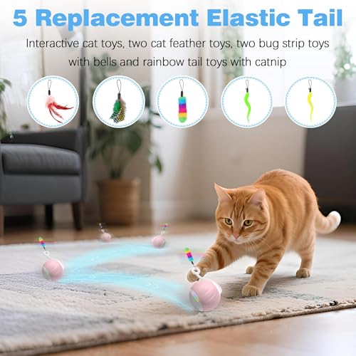 Upgraded 2.36 Inch Large Interactive Cat Toys Ball for Indoor Cats, Pink - color: Pink