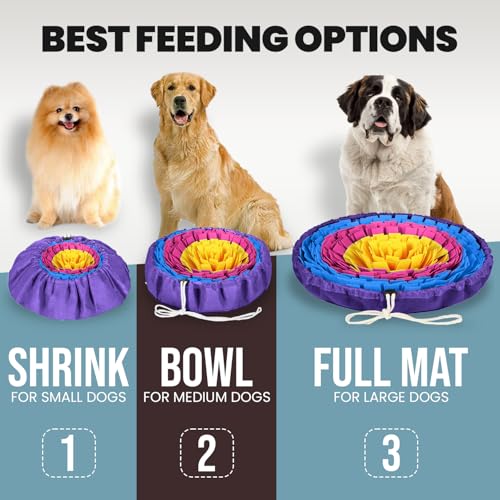 PET ARENA Snuffle Mat Dog Puzzle Feeder for Slow Eating & Brain Training - color: Yellow Rose Blue