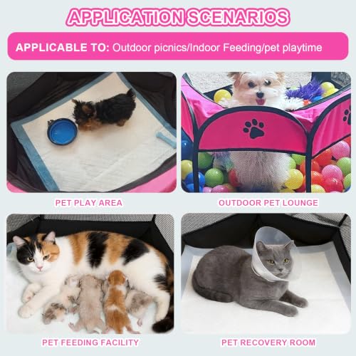 Dog Cat Playpen, Puppy Pet Crate Tent Cage, Home Enclosure Kennel - color: Rose, size: S(29"L x 29"W x 17"H)
