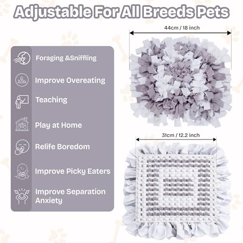 Snuffle Mat for Dogs, Square Grey - Travel Friendly Dog Sniff Mat