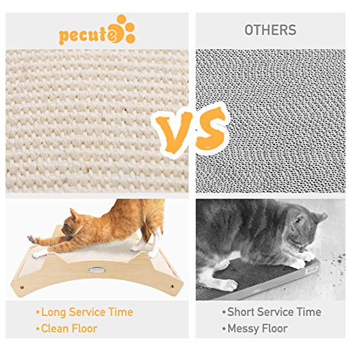 Pecute Double-Sided Sisal Cat Scratcher for Indoor Cats, Durable Sisal