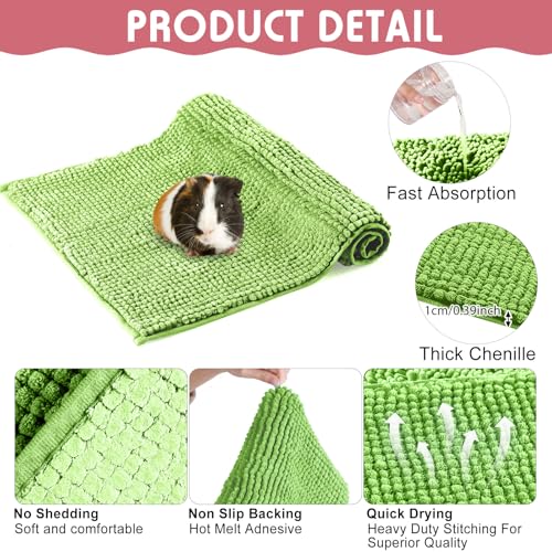 Amylove 4 Pcs Guinea Pig Cage Liner, 12 x 12 Inch, Green Pink - color: Green Pink, size: 12 x 12 Inch, style: Low Pile Chenille