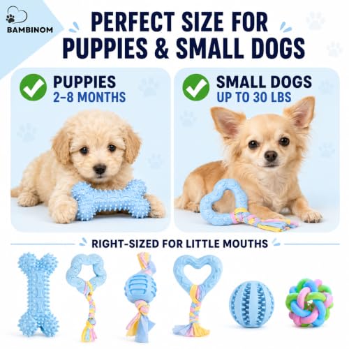 Halloween Puppy Chew Toys, 6 Pack Teething Toys for Small Breed Puppies - color: 6 Pack Blue Chew Toys
