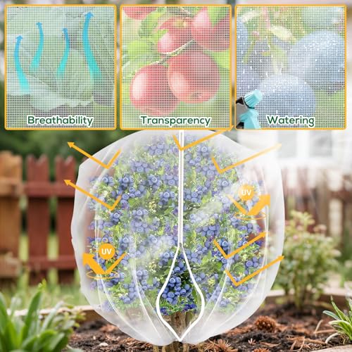 2 Pack 4 x 5 ft Fruit Tree Netting Covers with Zipper and Drawstring - size: 5 x 4FT/2Pack