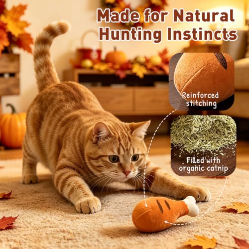 CiyvoLyeen Plush Thanksgiving Catnip Toys for Indoor Cats 6 Pack - color: Thanksgiving - 6Pcs