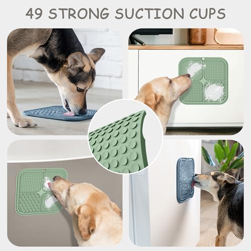 ChefAide 2 Pack Lick Mat for Dogs, Cats & Puppies with Suction Cups - color: Green & Blue