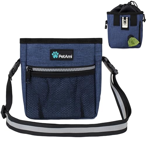 PetAmi Hands Free Dog Treat Pouch for Training and Walking, Navy - color: Heather Navy