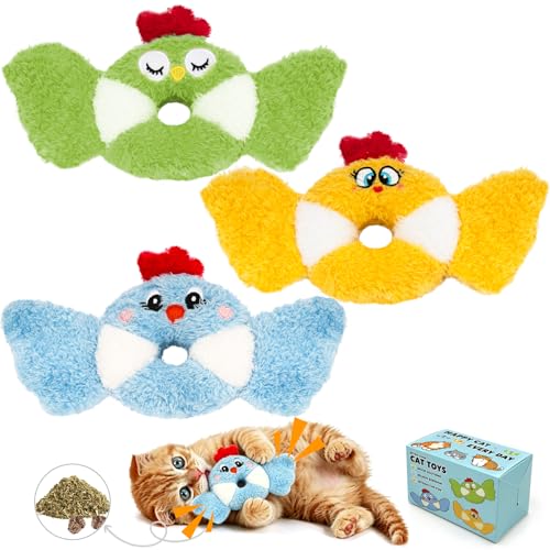 Retro Shaw Catnip Kitten Toys Pack of 3, Cat Toy Bird for Indoor Adult Cats