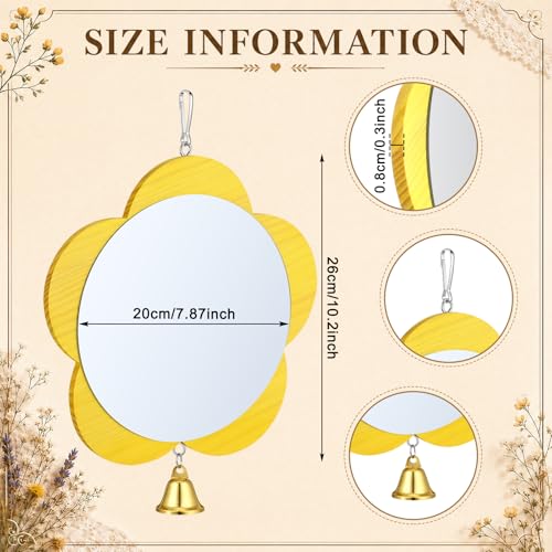 Sadnyy Extra Large Chicken Mirror Toy for Coop Flower Frame with Bell - color: Yellow, size: Flower