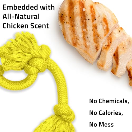 Playology Tug Rope Dog Toys for Large Breed Dogs - Mega Size, Chicken Scent - size: Mega, style: Chicken