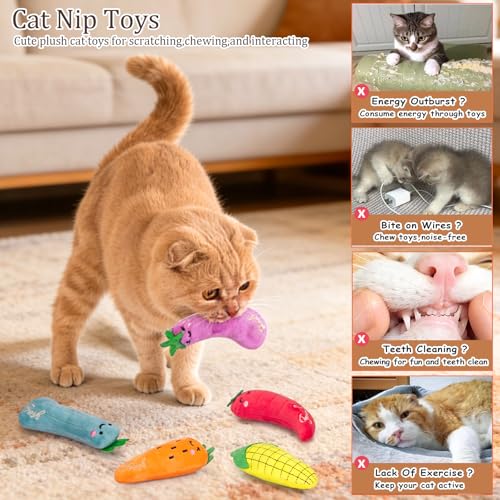 ETEKYER Catnip Cat Toys for Indoor Cats, Vegetable Shape 5 Pack - style: Catnip toys 5 Pack