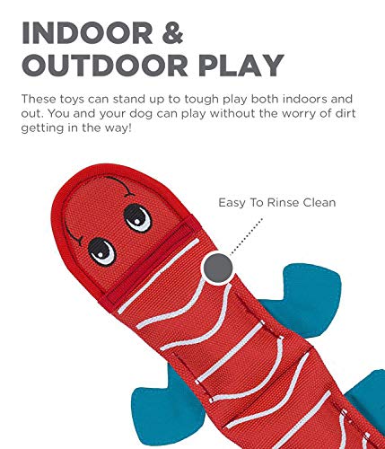 Outward Hound Fire Biterz Red Lizard Plush Firehose Material Interactive Dog Toy, Medium - color: Red Lizard, size: Medium (Pack of 1)