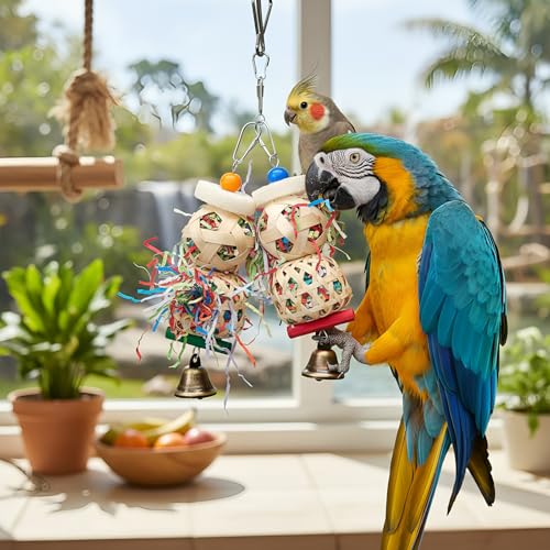 Bird Toys, 2pcs Set for Small & Medium Parrots