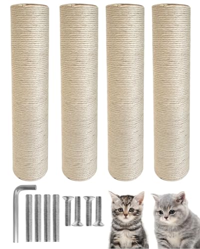 TIMHAKA Cat Scratching Post Replacement, 4 PCS 15.7 inch Sisal Pole