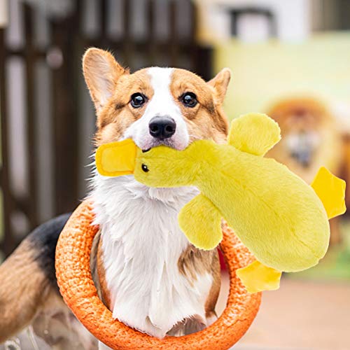Mihachi Plush Squeaky Dog Duck Toys - Stuffed Pet Toy Duck Interactive Gifts for Dog Birthday Dogs Puppy Biting Chew Toys - for Medium and Large Dogs - color: Yellow Duck