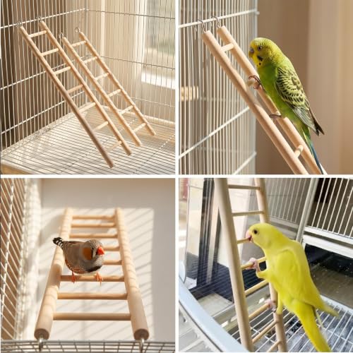 3Pcs Natural Wooden Bird Ladder Bird Cage Ladder for Cockatiels