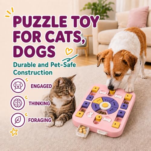 Interactive Cat Puzzle Toy, Maze Slow Feeder, 15.4 in - color: pink