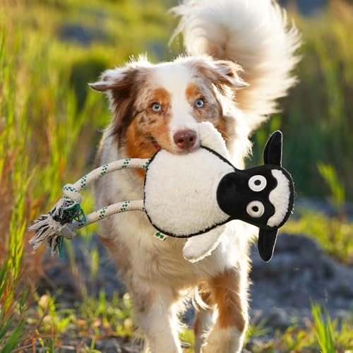Green Sheep White Sheep Rope Toy for Dogs, Durable Plush Dog Chew Toy with Squeaker, Interactive Pet Toy for Small to Large Dogs, Tough & Recycle Cotton Rope Dog Toys - color: White Sheep (L)