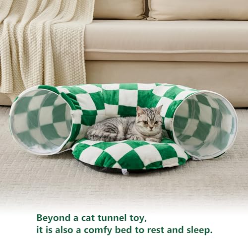 Cute Round Cat Tunnel for Indoor Cats, Green/White - color: Green/White, size: Round
