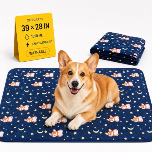 Washable Pee Pads for Dogs, Leak-Proof Reusable Crate XL, 39x28 - color: Blue, size: 39''X28"
