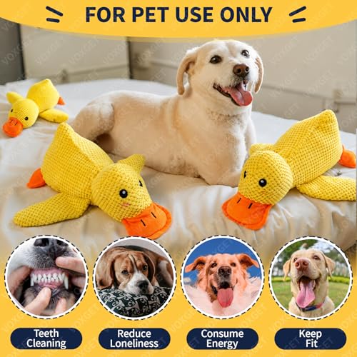 Duck Dog Toy, Plush Calming Companion with Quack, Crinkle & Squeak - size: S - 9" x 6"