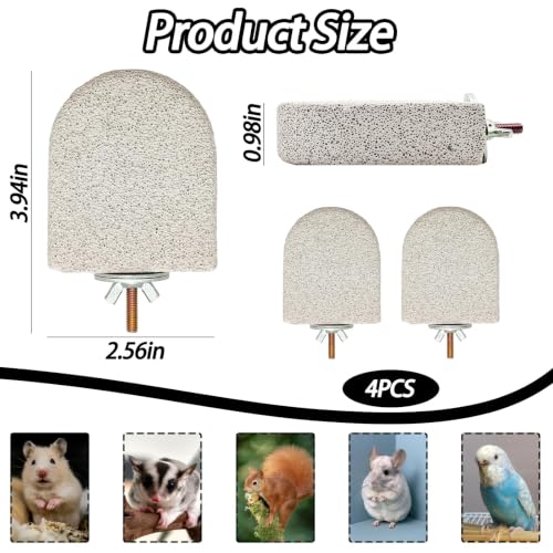4 Pack Hamster Rat Lava Ledge Platform Teeth Grinding Chewing Toy (S,Grey)