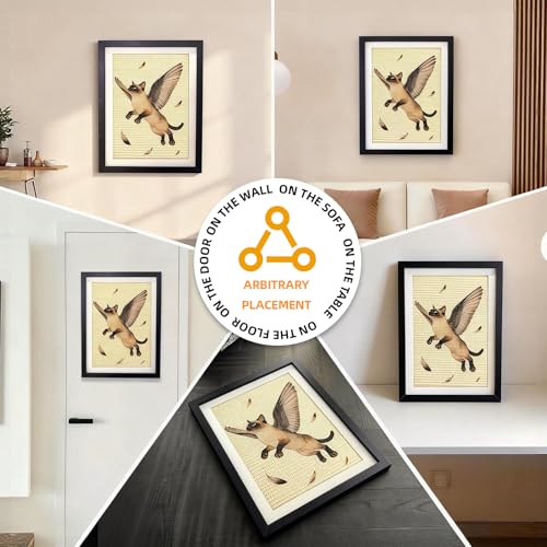 Wall Art Cat Scratcher Mat - Sisal Vertical Cat Scratch Pad with Photo Frame Design, No-Drill Wall-Mounted, 16"x12" Wall & Couch Cat Scratching Mat, 1 Extra Mat Included Free (Winged Cat) - color: Winged Cat