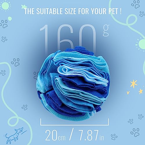 Pet Snuffle Ball, Puzzle Sniffing Interactive Dog Ball for Blind Dogs Training Stress Relief Dog Enrichment Toys Treat Machine Washable (20cm, Ocean Blue) - color: Ocean blue, size: 20cm