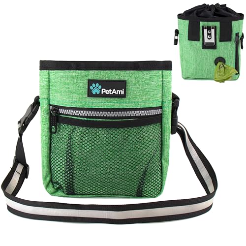 PetAmi Hands Free Dog Treat Pouch for Training and Walking, Green - color: Heather Green