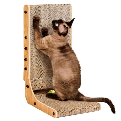 EHEYCIGA Cardboard Cat Scratcher for Indoor Cats, 19 Inch, Brown - color: Brown, size: 11.4x9.75x19