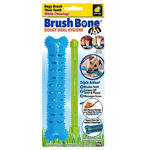 BulbHead BrushBone Doggy Toothbrush Chew Toy, Plaque & Tartar Remover - color: Brush Bone, size: 1 Count (Pack of 1)