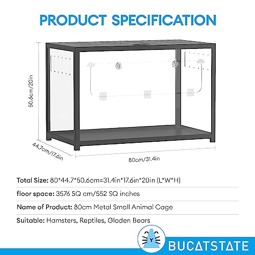 BUCATSTATE Hamster Cage 2.0, Large Hamster Enclosure (31in, Black) - color: Black, size: 31.4"L x 17.6"W x 20.6"H