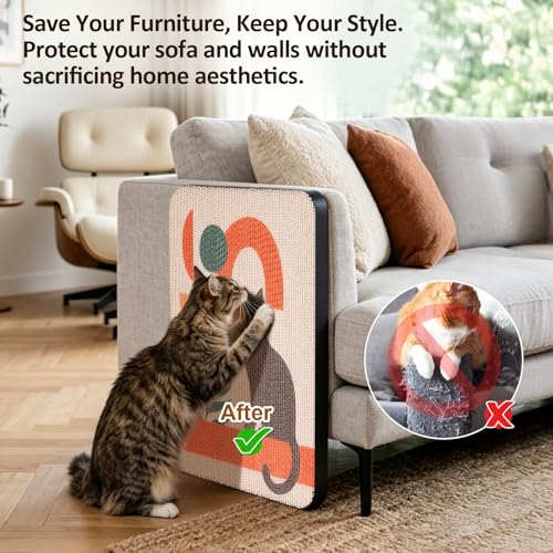 Ownpets Wall Mounted Cat Scratcher with Adhesive Strips, Cute Design, Red - color: Red-3pack