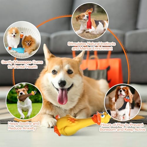 6 Pcs Latex Chicken Squeaky Dog Toys for Small Med Dogs, Cute Style