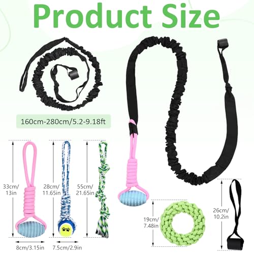 Hiboom 6 Pcs Interactive Dog Tug of War Toy Set Hanging from Tree and 4 Chew Ropes Teething Rope for Teeth Cleaning Dog Bungee Toy for Small/Medium Dogs with Aggressive Chewing Habit, Dogs Supplies