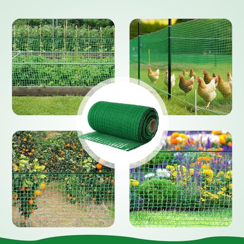 Plastic Mesh Fencing 6FT x 50FT, Garden Bird Netting & Deer Fence, Temporary Animal Barrier for Deer Pets Rabbits Chickens Wildlife, Green Protective Netting for Plants Fruit Vegetables - size: 6x50 FT