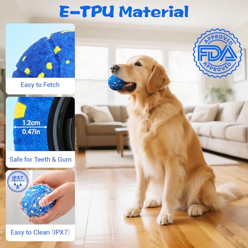 Smart Dog Ball Interactive Dog Toy with Remote Control,Automatic Moving,Bouncing and Rotating 3 Modes,E-TPU Material Aggressive Chewers,IPX7 Waterproof,Rolling Ball for Large Medium Dogs - color: Blue