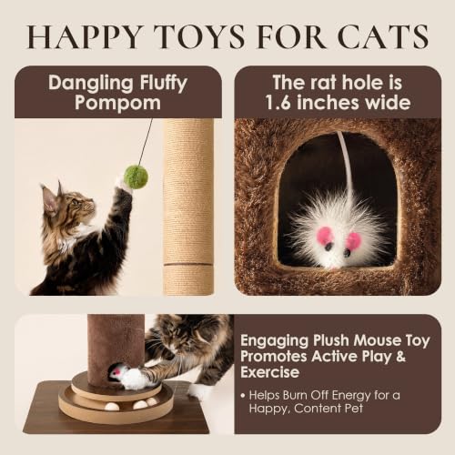 36" Cat Scratching Post, Extra-Thick Natural Sisal Scratcher Post