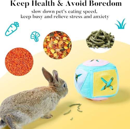 Rabbit Foraging Toy with Bell, Washable Puzzle Feed Game Rabbit Toy - size: 1pc