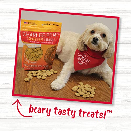 Charlee Bear Crunch Grain Free Dog Treats, Chicken,Pumpkin and Apple, 8 Ounce Resealable Bag,Low Calorie Training Treats for Dogs,Limited Ingredient,Healthy,Crunchy Dog Snacks, Made in USA (Pack of 2) - size: 8 Ounce (Pack of 2)