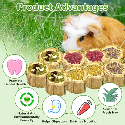 100g Rabbit Chew Toys for Bunny,4 Varieties Natural Papaya Wood Chew Treats with Organic Alfalfa Hay, Dried Carrot, Apple and Sweet Potato for Rabbits Guinea Pigs Hamsters Chinchillas Gerbils